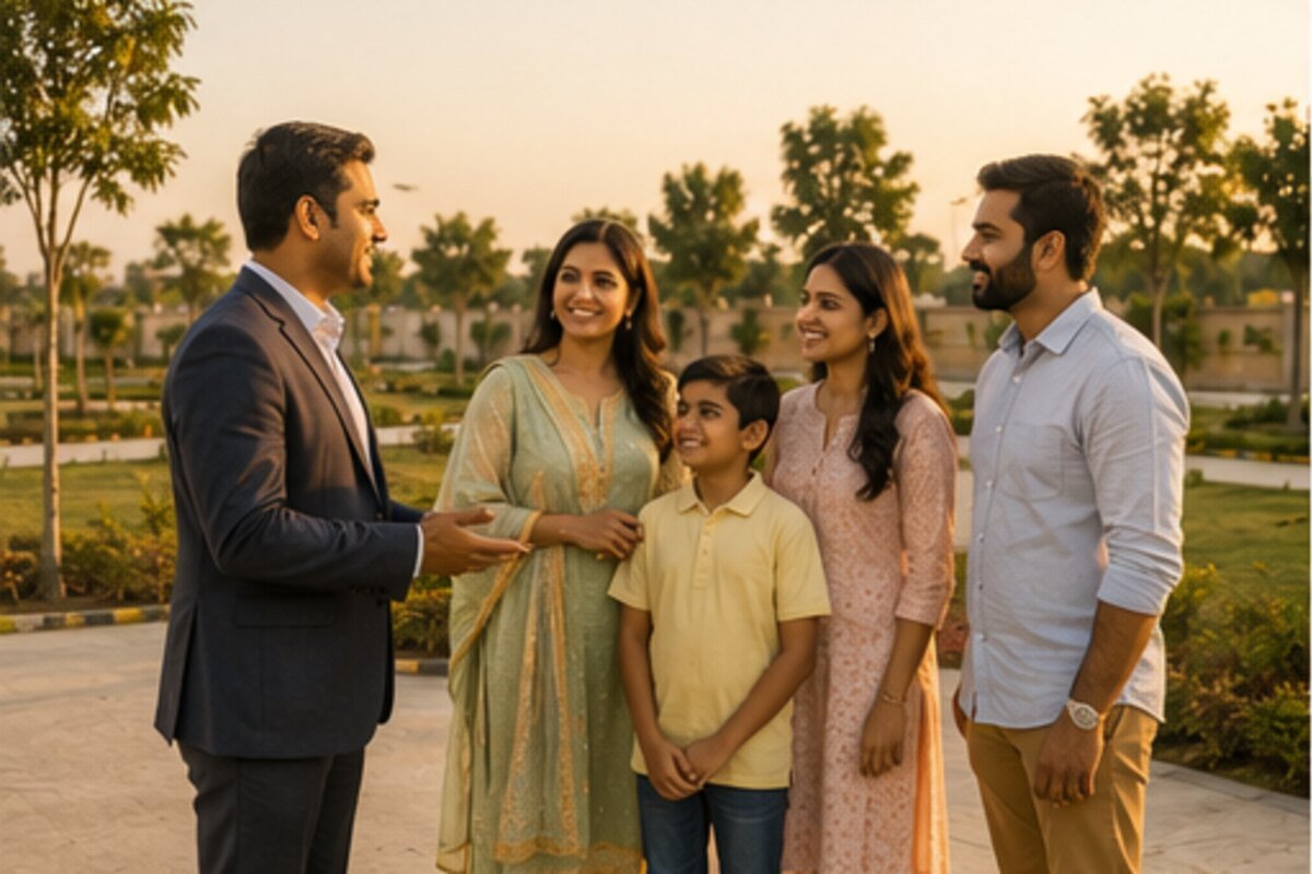 Manara Estates team guiding a family